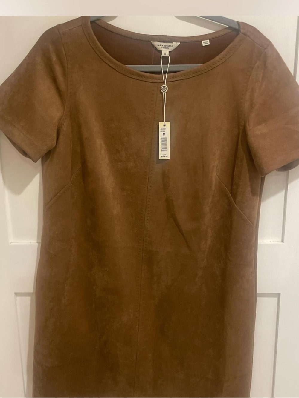 Max Studio Faux Suede Shift Dress - Cognac Brown
